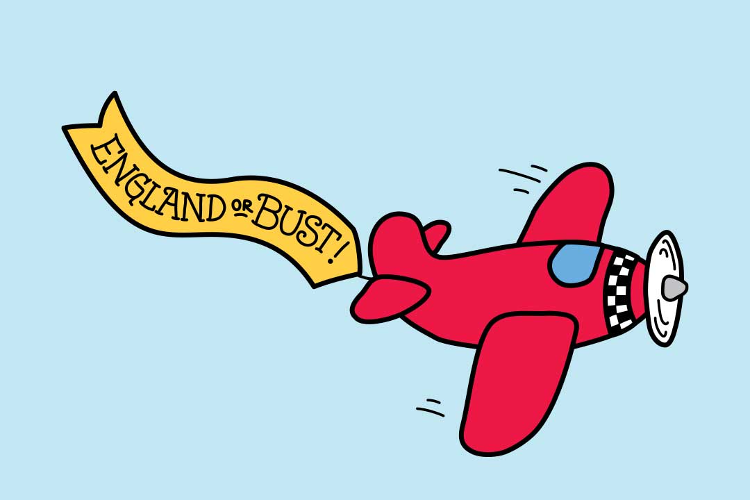 Avião a voar com faixa que diz “Inglaterra ou o fracasso”