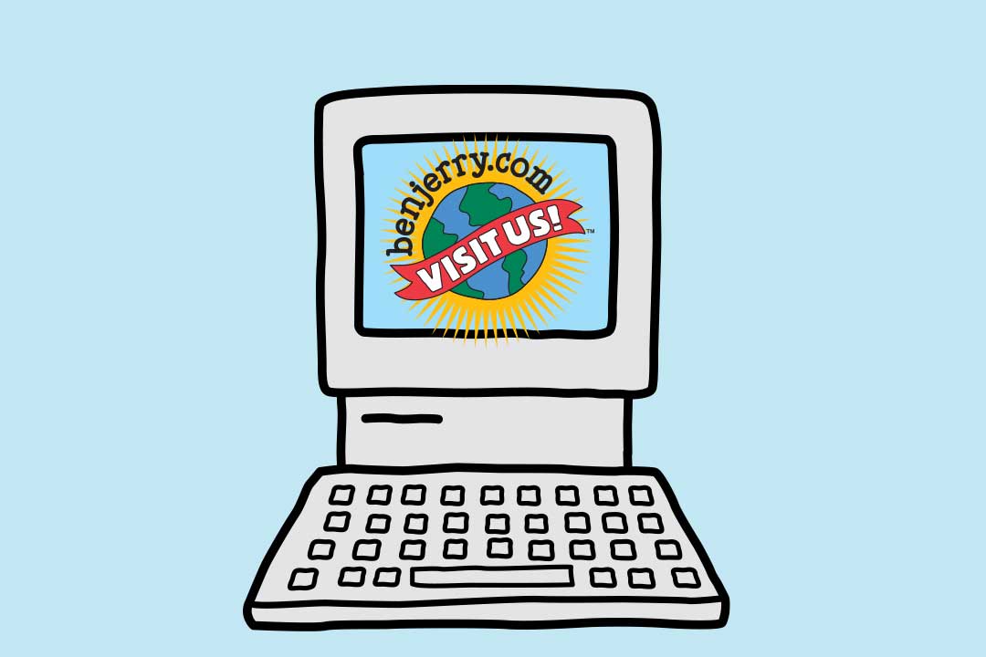 Ecrã de computador a dizer “Visita‑nos”